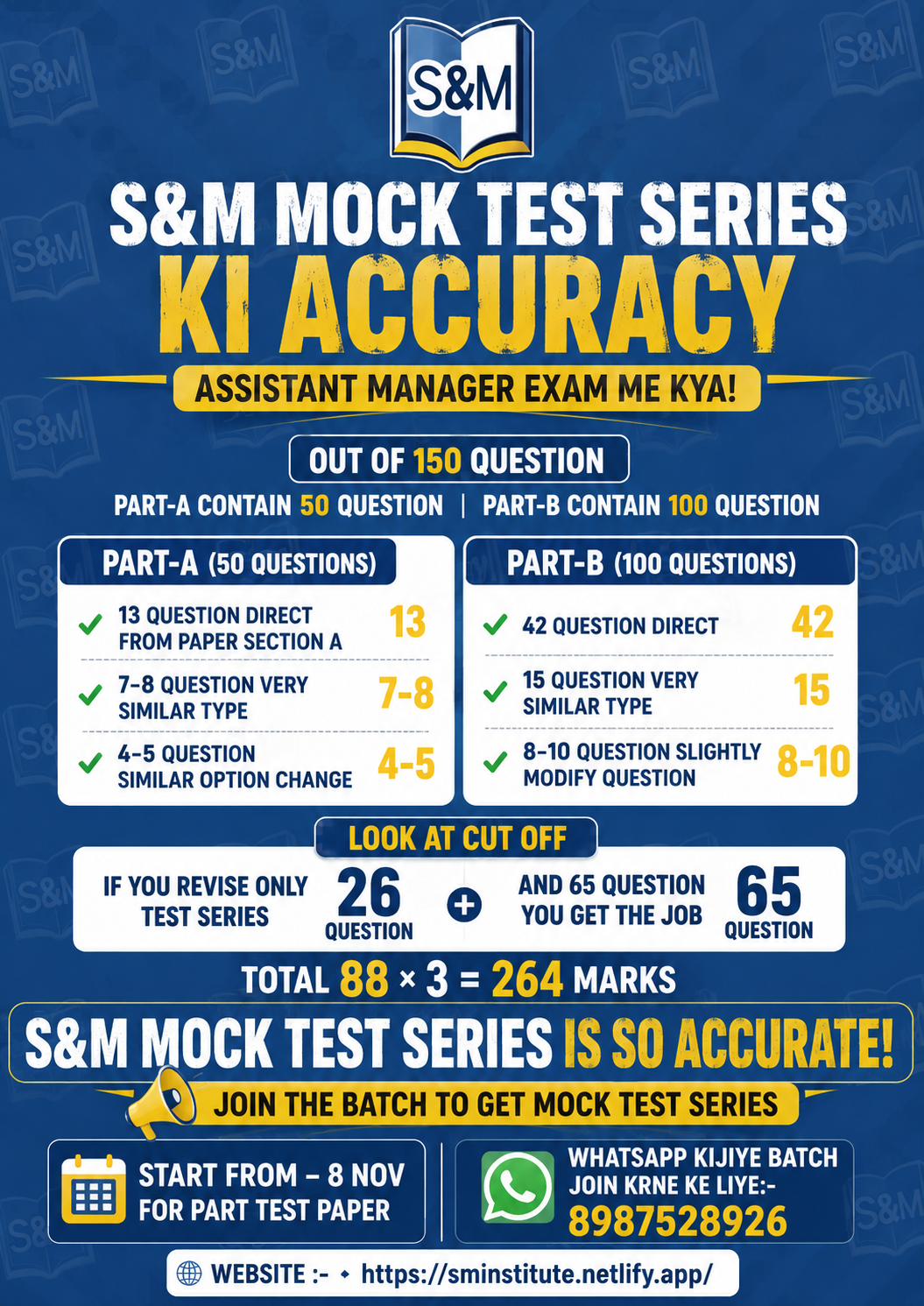 S&M Mock Test Series accuracy — Part A and Part B question match analysis